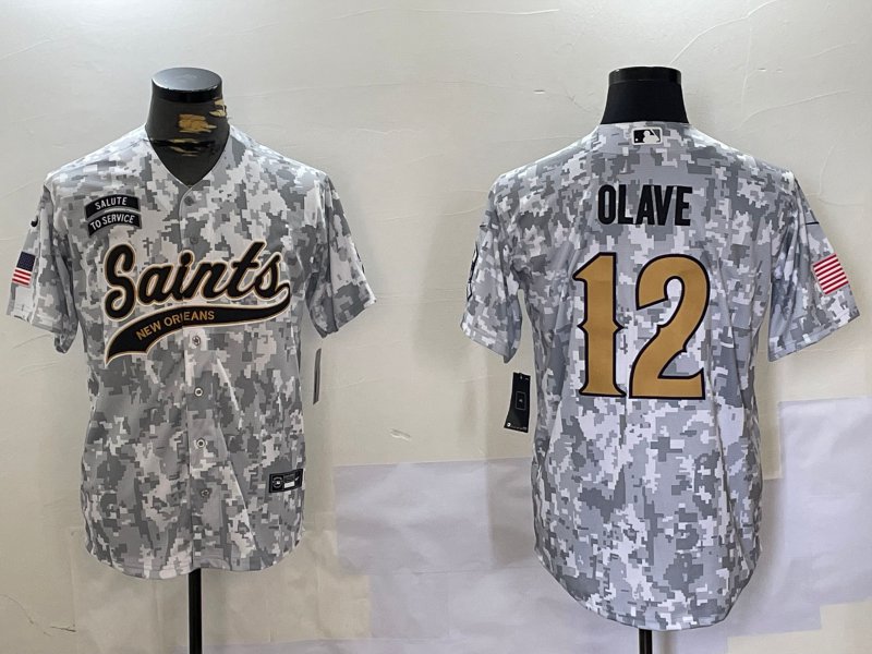Chris Olave Saints Arctic Camo Salute to Service Baseball Jersey