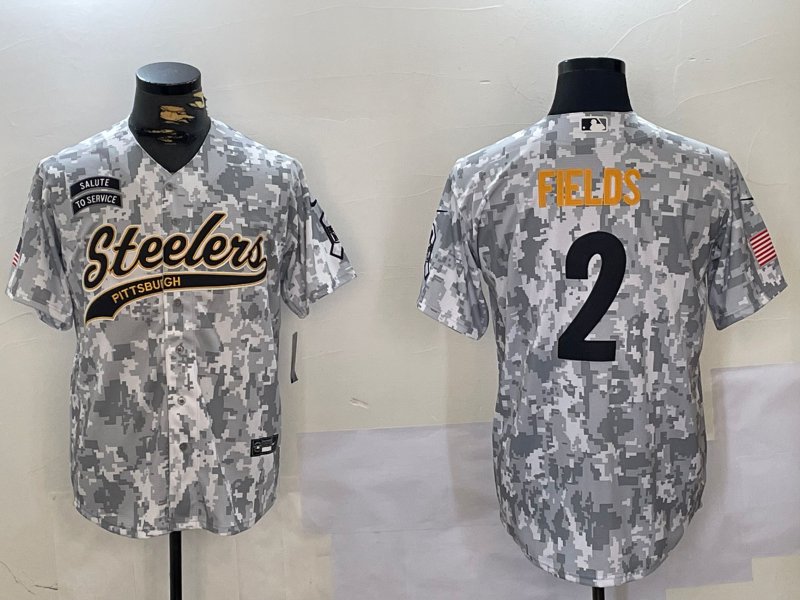 Justin Fields Steelers Arctic Camo Salute to Service Baseball Jersey