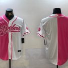 Team Steelers White Pink Split Baseball Jersey