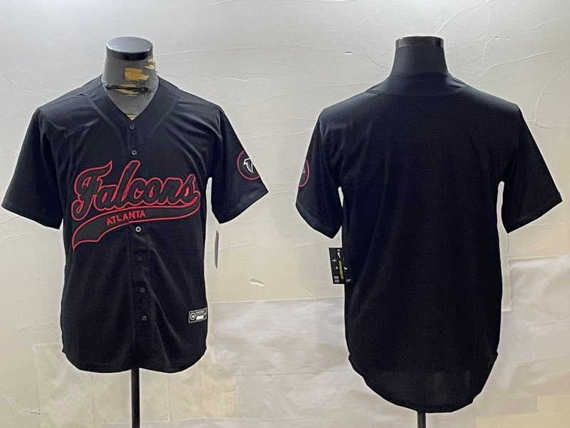 Team Falcons Black Baseball Jersey