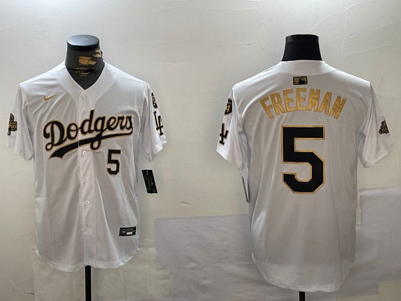 Freddie Freeman Dodgers White Gold Champions Jersey