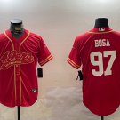 Nick Bosa 49ers Red Gold Baseball Jersey