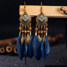 E316 Vintage alloy Carved Feather Earrings for Womens Girls