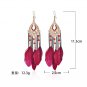 E077 Handmade Bohemian Resort Style Vintage Feather Crystal Beads Earrings
