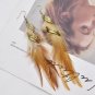 E1366 Retro Bohemian Bronze Leaf Feather Earrings for Girls and Women