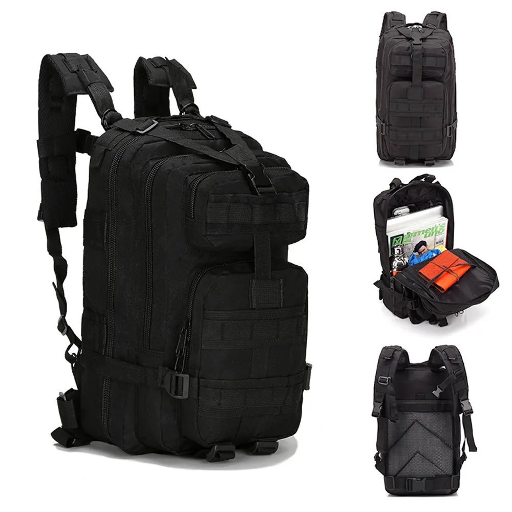 Black_Men Army Military Tactical Backpack 3P Softback Outdoor