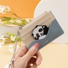 Blue_Cute Panda Small Coin Wallet New Pu leather Ultra-Thin Card Holder For Students Mini Zipper Pur