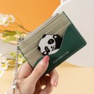 Green_Cute Panda Small Coin Wallet New Pu leather Ultra-Thin Card Holder For Students Mini Zipper Pu