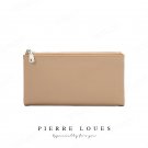 Apricot_Simple Long Folding Wallet Large Capacity Zipper Purses for Women Card Holder Coin Pocket Wa