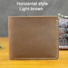 Horizontal Brown_Handmade Vintage Crazy horse Genuine Leather Men Wallet Men Purse Leather Short Car