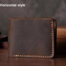 Horizontal Coffee_Handmade Vintage Crazy horse Genuine Leather Men Wallet Men Purse Leather Short Ca
