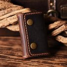 Coffee_FANCODI Handmade Vintage Genuine Leather Key Holder Men keyChain Cover Leather Key Wallet Men