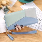 Blue 1pcs_Fashion Zipper Wallets Womens Long Purses Handbags Coin Purse Cards Holder PU Leather Bill