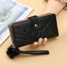 Black_New Korean Version of Three Fold Long Multi-card Women's Wallet Ins Fashion Simple Large Capac