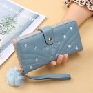 Blue_New Korean Version of Three Fold Long Multi-card Women's Wallet Ins Fashion Simple Large Capaci
