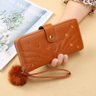 Brown_New Korean Version of Three Fold Long Multi-card Women's Wallet Ins Fashion Simple Large Capac