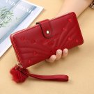 Red_New Korean Version of Three Fold Long Multi-card Women's Wallet Ins Fashion Simple Large Capacit