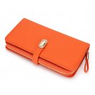 Orange_Long Women's Leather Wallet Large Capacity Purses Leather Hand Bag Large Capacity Multi Card 