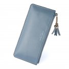 Blue_Wallets Women Long Tassel Letter Zipper Coin Purses Female Solid Color Pu Leather Hasp Card Hol