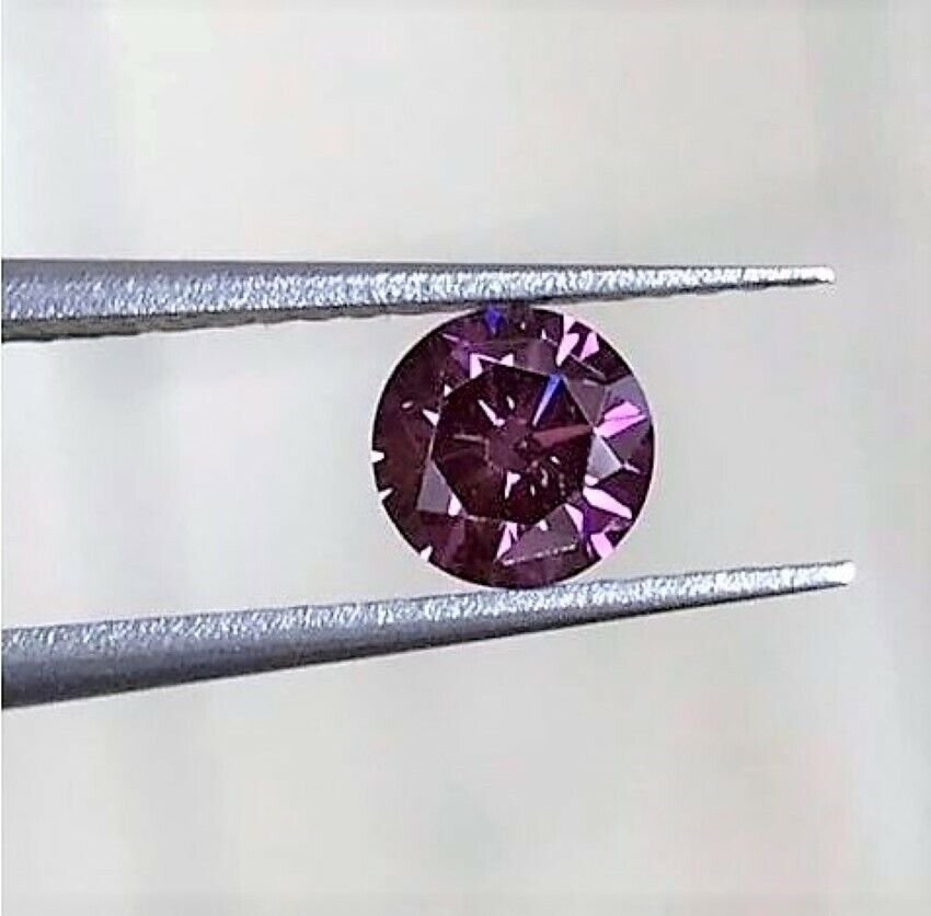 DARK PURPLE DIAMOND LOOSE GEM ROUND CUT HEAT TREATED GENUINE FACETED NATURAL 2mm