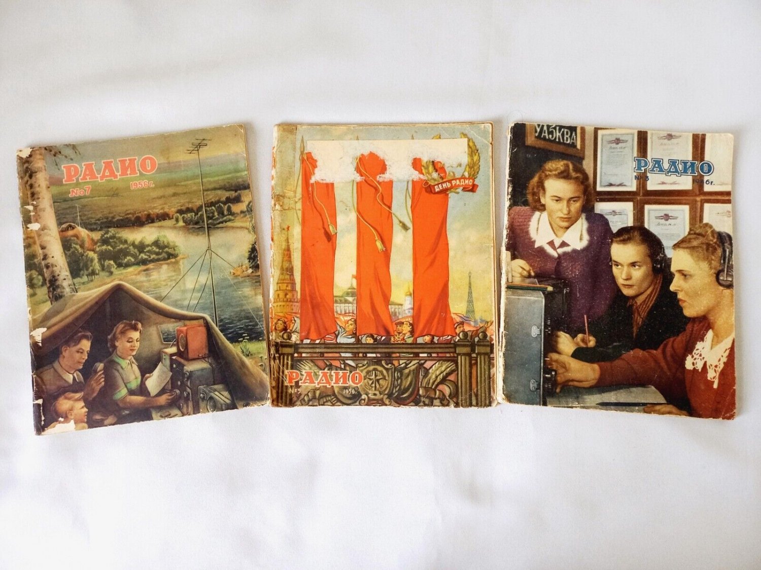 Soviet Radio Magazine Set of 3 Old Russian Magazine for Radio Amateurs 1950s
