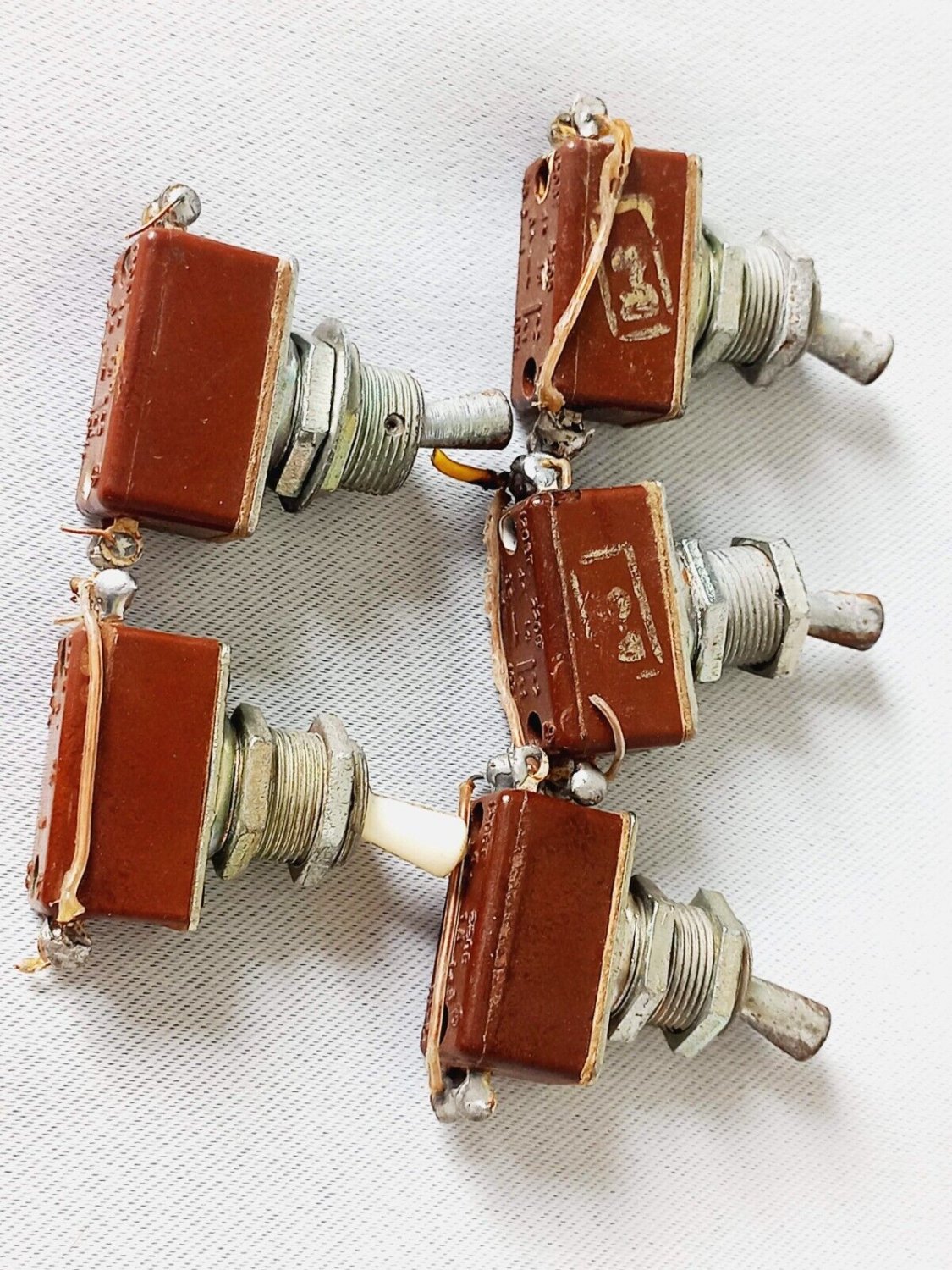Soviet VINTAGE on / off Set of 5 TOGGLE SWITCHES Old Russian electrical switches