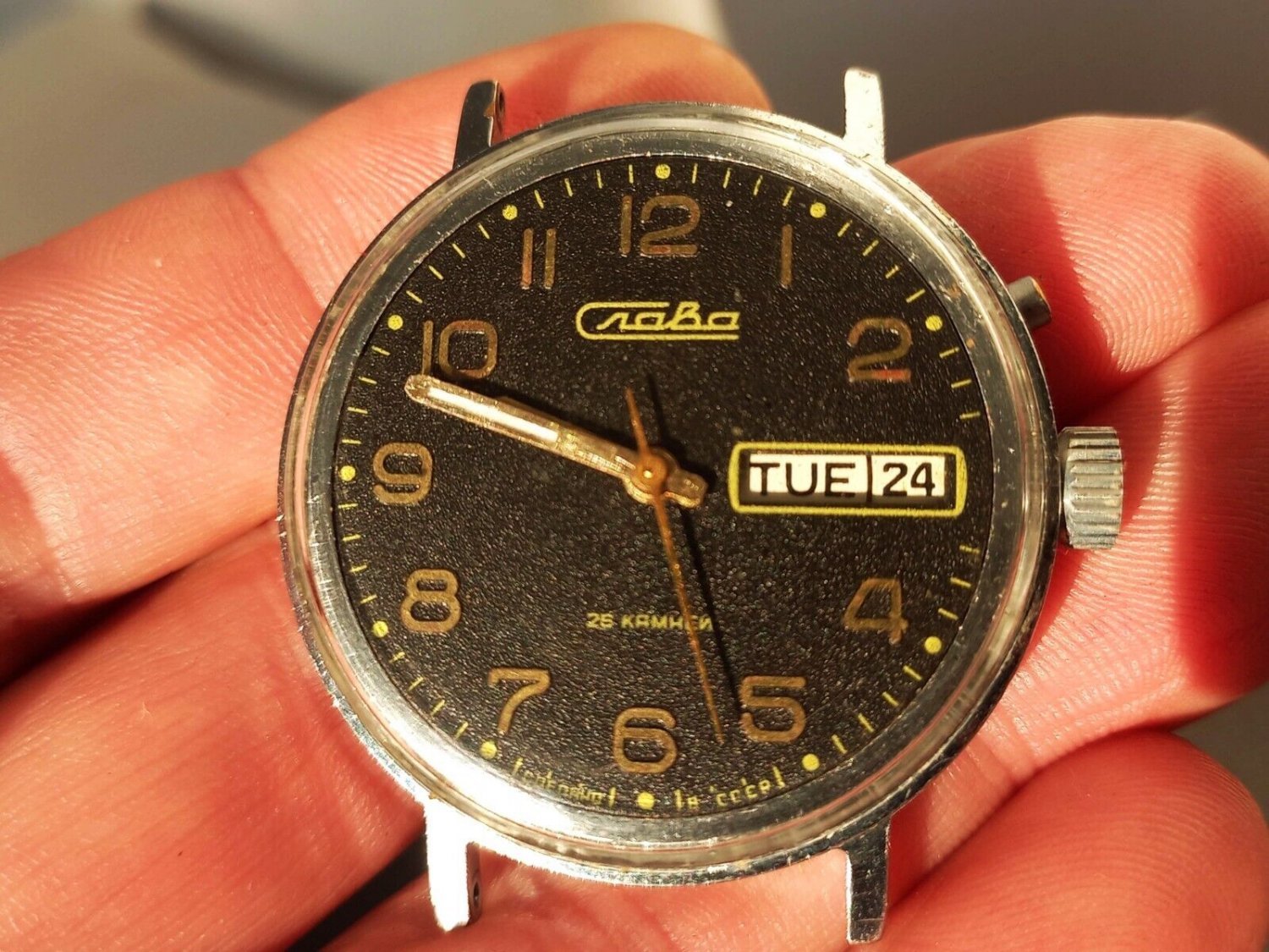 Wristwatch Slava Vintage Soviet Watch 26 Jewels Made in USSR 1980s Movement 2428