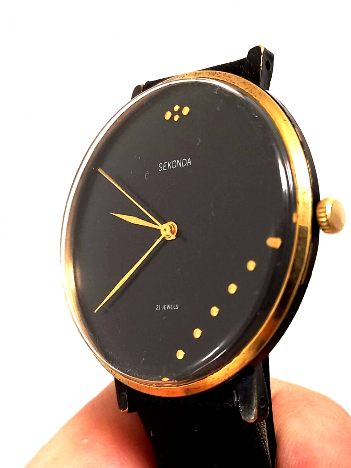 Vintage Soviet Wristwatch Seconda 21 Jewels Russian Mechanical Watch with Strap