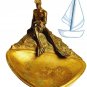 USSR Brass Ashtray Diver with Fish Soviet Rare Heavy Ashtray NIMOR