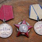 WW2 Russian Medals Original Soviet Russian Combat Order RED STAR +2 Medals