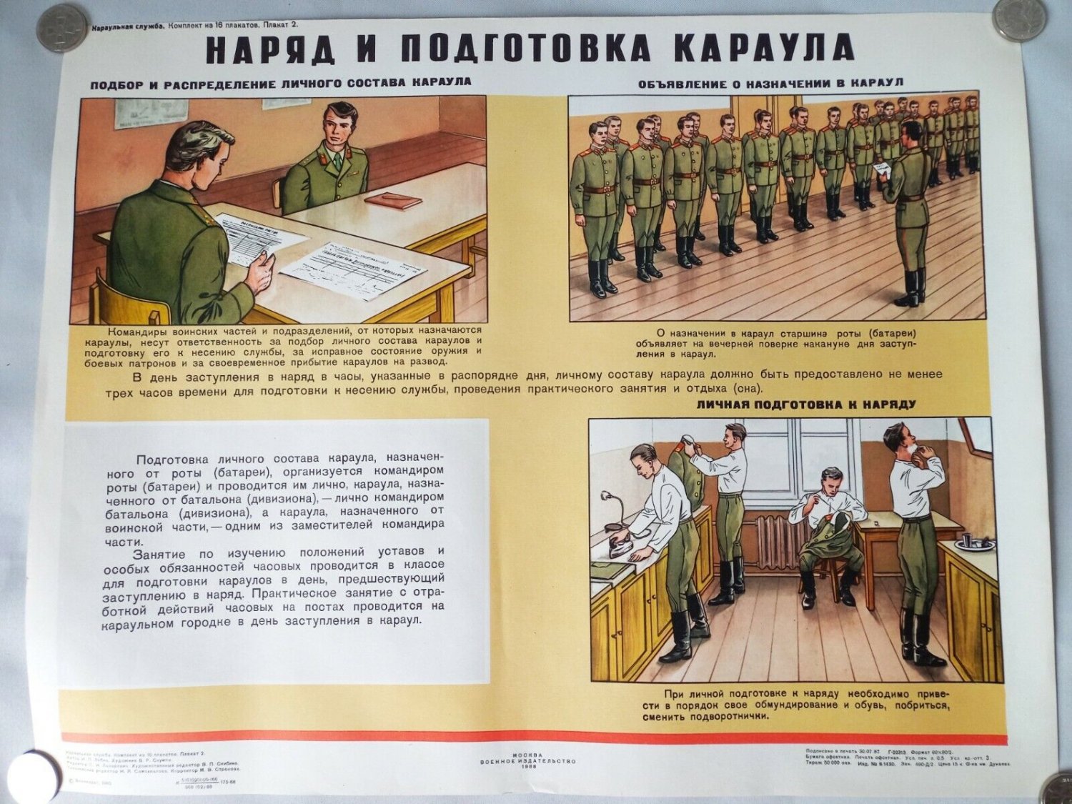 Soviet Military Poster 1988 Outfit and preparation of the guard