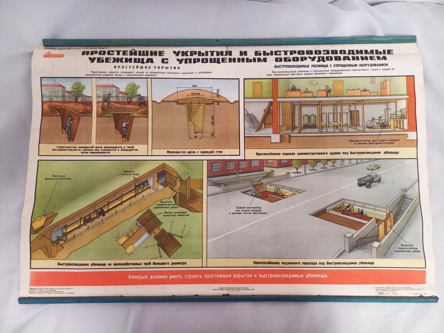 Soviet Large Poster Original Vintage Civil Defense Poster USSR Soviet Propaganda