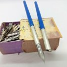 Soviet Wooden Fountain Pens for Writing with Ink + A set of feathers Over 100Pcs