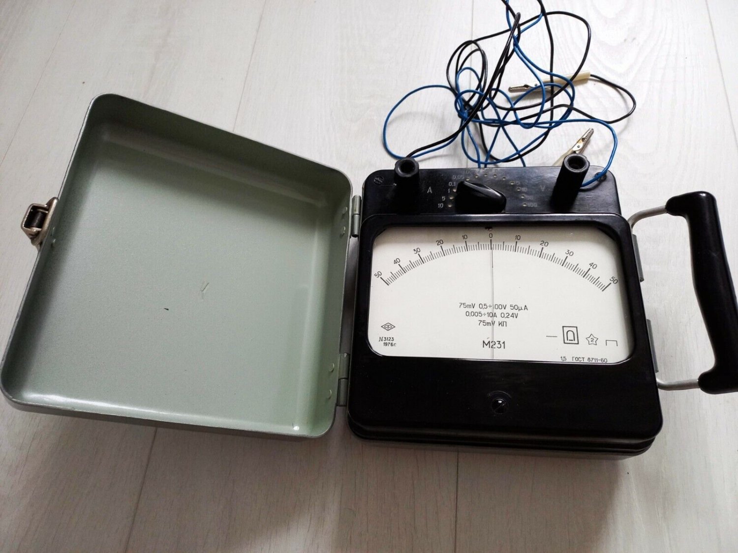 Soviet vintage ammeter voltmeter M 231 Russian portable measuring device