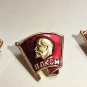 Soviet Russian Komsomol Pins Lenin's Profile on a Red Flag Lot of 3pcs