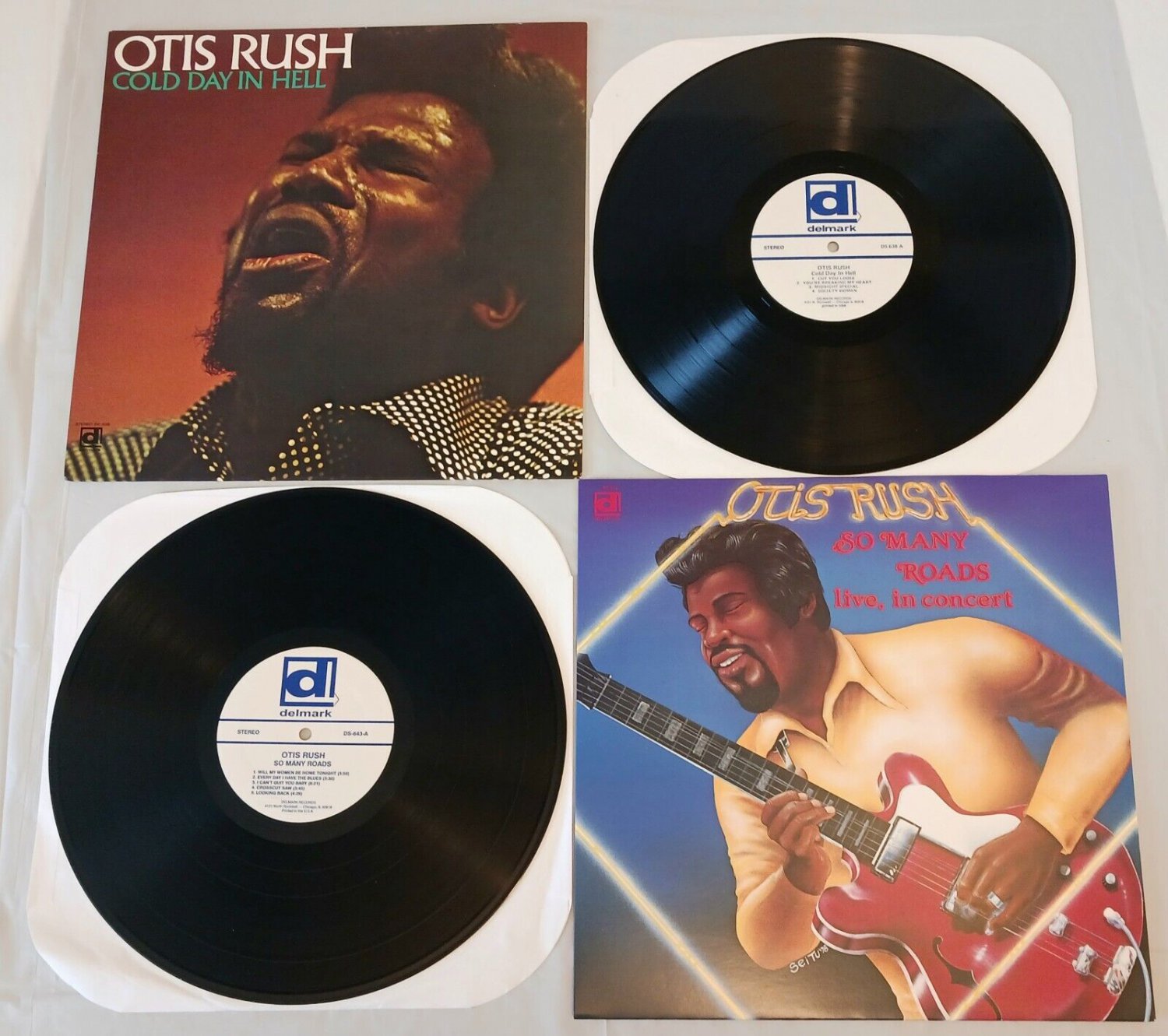Otis Rush Vinyl Records Used Cold Day in Hell and So Many Roads Live In Concert