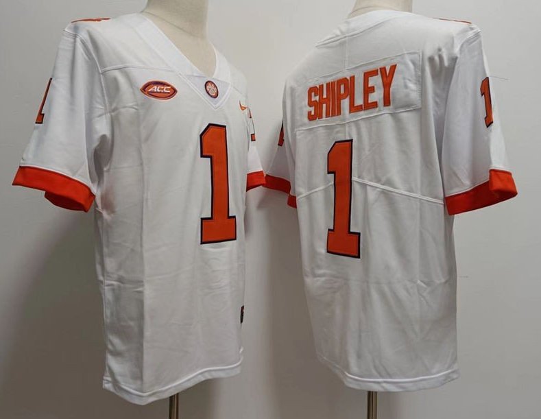 Will Shipley Clemson Tigers #1 White Jersey 2022-23 College Football Men's  Game Uniform - OKNCAASHOP