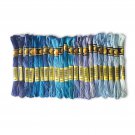 Floss Thread Skein 6 Strands Hand Embroidery Blue Shades Lot 22 Colors CXC