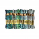 Floss Thread Skein 6 Strands Hand Embroidery Aqua Shades 22 Colors CXC
