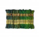 Floss Thread Skein 6 Strands Hand Embroidery Green Shades Lot 19 Colors CXC