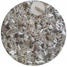 Vintage Bugle beads Silver Glass Tube Lined Crystal Size #2 4mm Made in CzechRep 15 grams