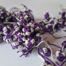 Handmade Moroccan Knots Ball Tie Buttons 1cm/1cm 100 Pcs Vivid Violet White