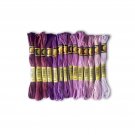 Floss Thread Skein 6 Strands Embroidery 14 Colors Violet Purple Shades CXC