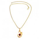 Gold Plated Rudraksha Studded Lord Shiva Om Pendant with Chain for Men