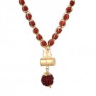 Rudraksha Golden Trishul Damru Locket Pendant with 5 mukhi Gold-plated jaali rudraksh Chain