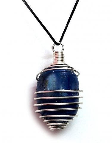 Blue Agate Tumble Shaped Crystal pendant For Men And Women
