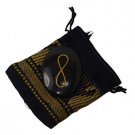 black agate crystal gemstone pocket stone with pouch