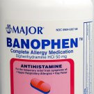 Major Banophen Diphenhydramine 50 mg 1000ct Major Banophen Diphenhydramine 50 mg 1000ct