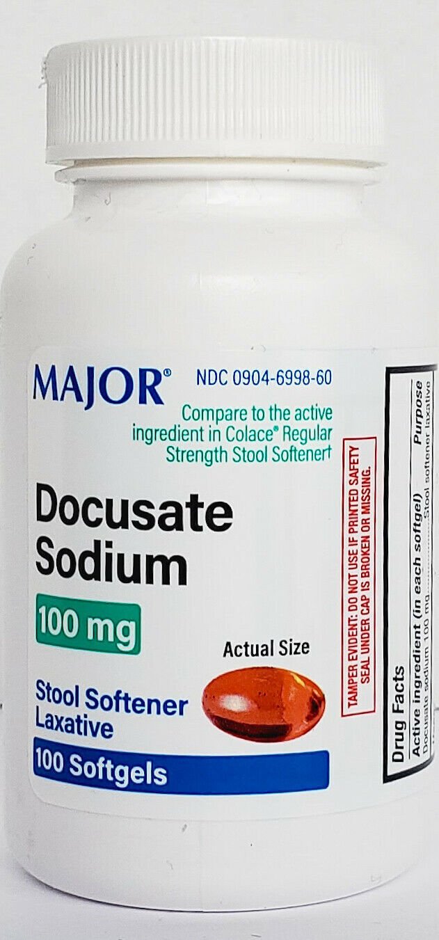 Major DOK Docusate Sodium Stool Softener 100mg Softgels 100ct