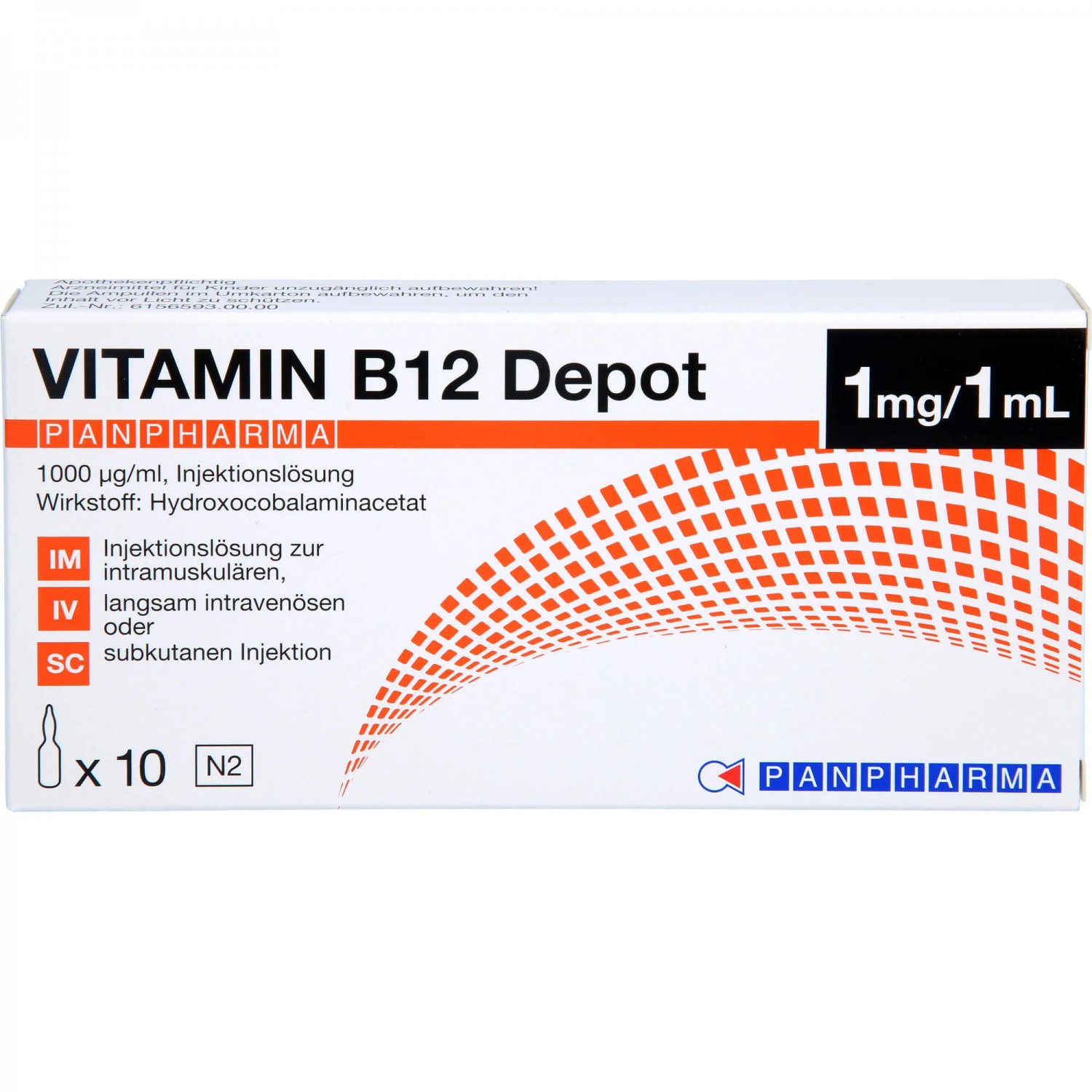 VITAMIN B12 DEPOT PANPHARMA 1000 μg/ml 10X1 ml Hydroxocobalamin